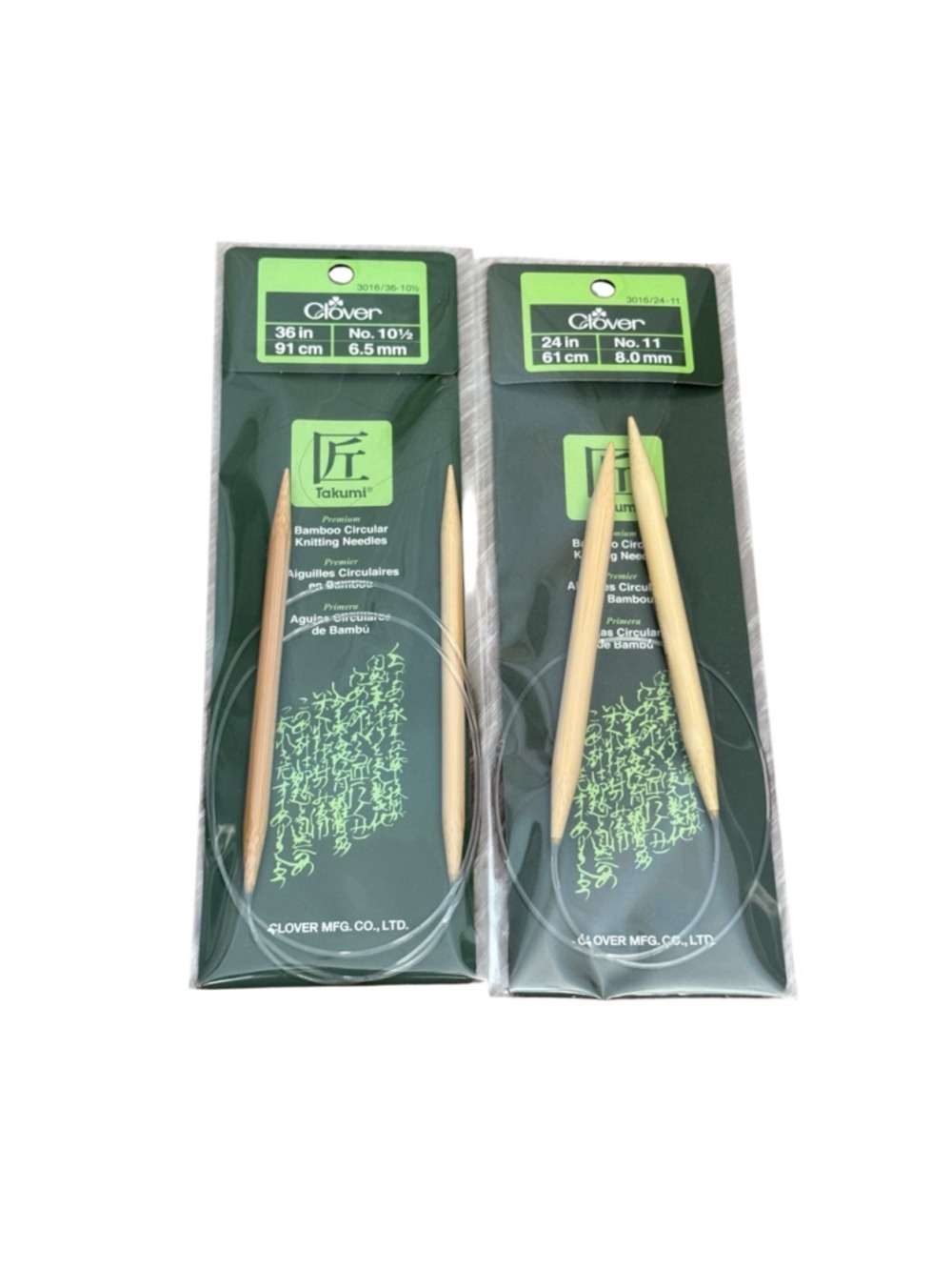 Clover Takumi Bamboo Circular Knitting Needles Size 10.5 Size 11